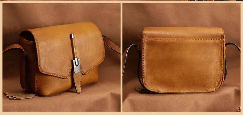 Small Ladies Brown Leather Satchel Bag Purse Crossbody Bag For Women