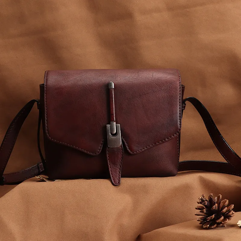 Small Ladies Brown Leather Satchel Bag Purse Crossbody Bag For Women