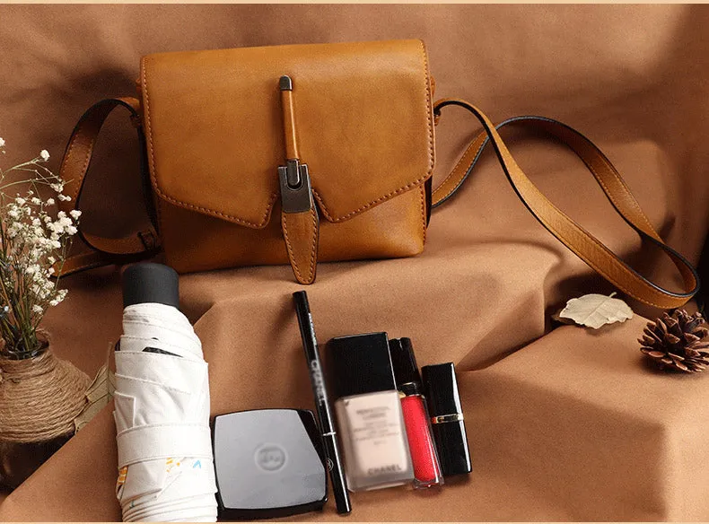 Small Ladies Brown Leather Satchel Bag Purse Crossbody Bag For Women