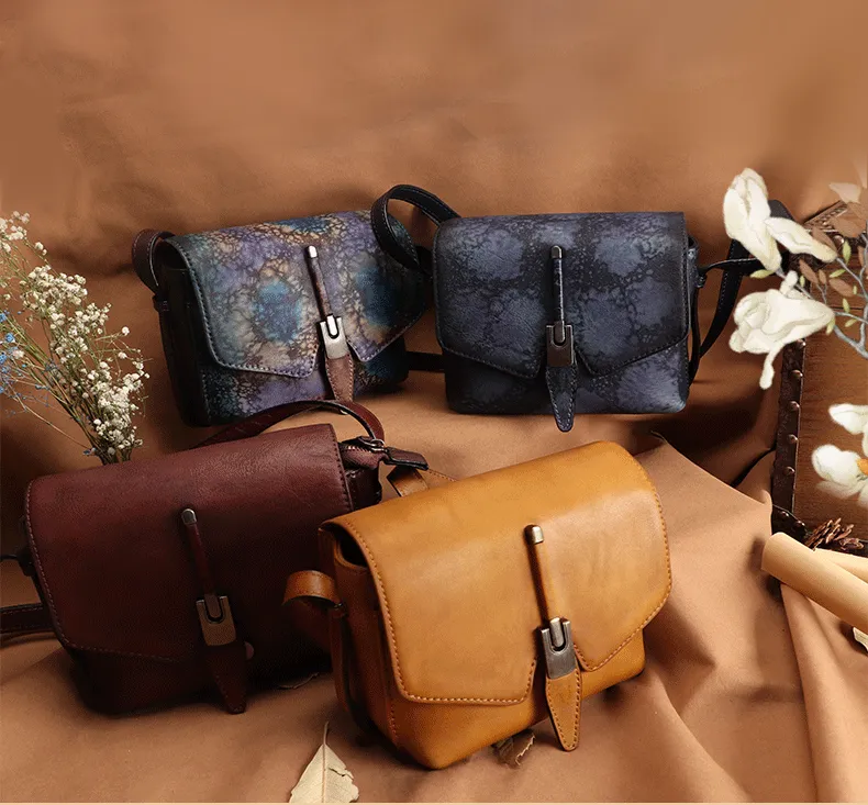 Small Ladies Brown Leather Satchel Bag Purse Crossbody Bag For Women