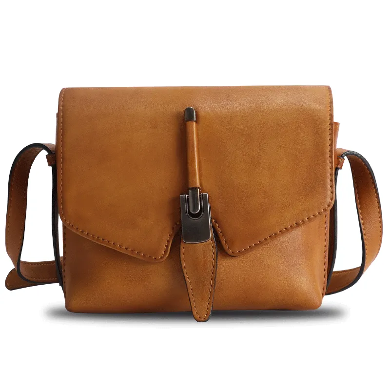Small Ladies Brown Leather Satchel Bag Purse Crossbody Bag For Women