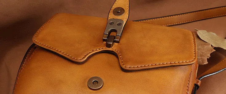 Small Ladies Brown Leather Satchel Bag Purse Crossbody Bag For Women