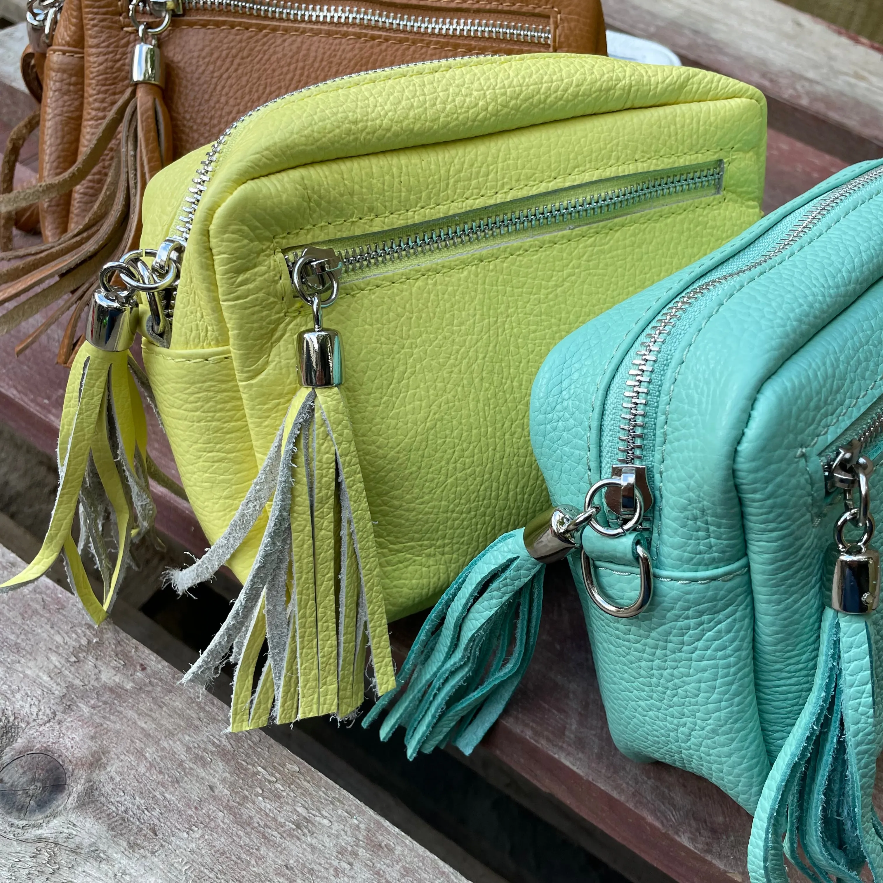 Small Leather Camera Bag - White