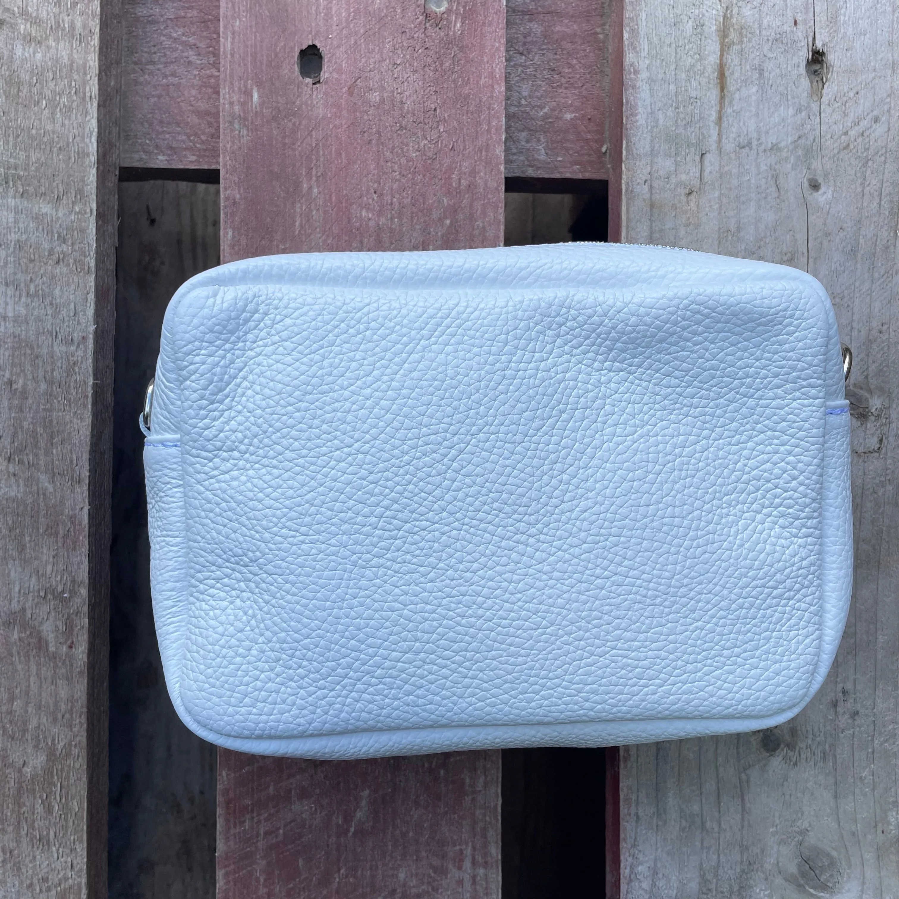 Small Leather Camera Bag - White