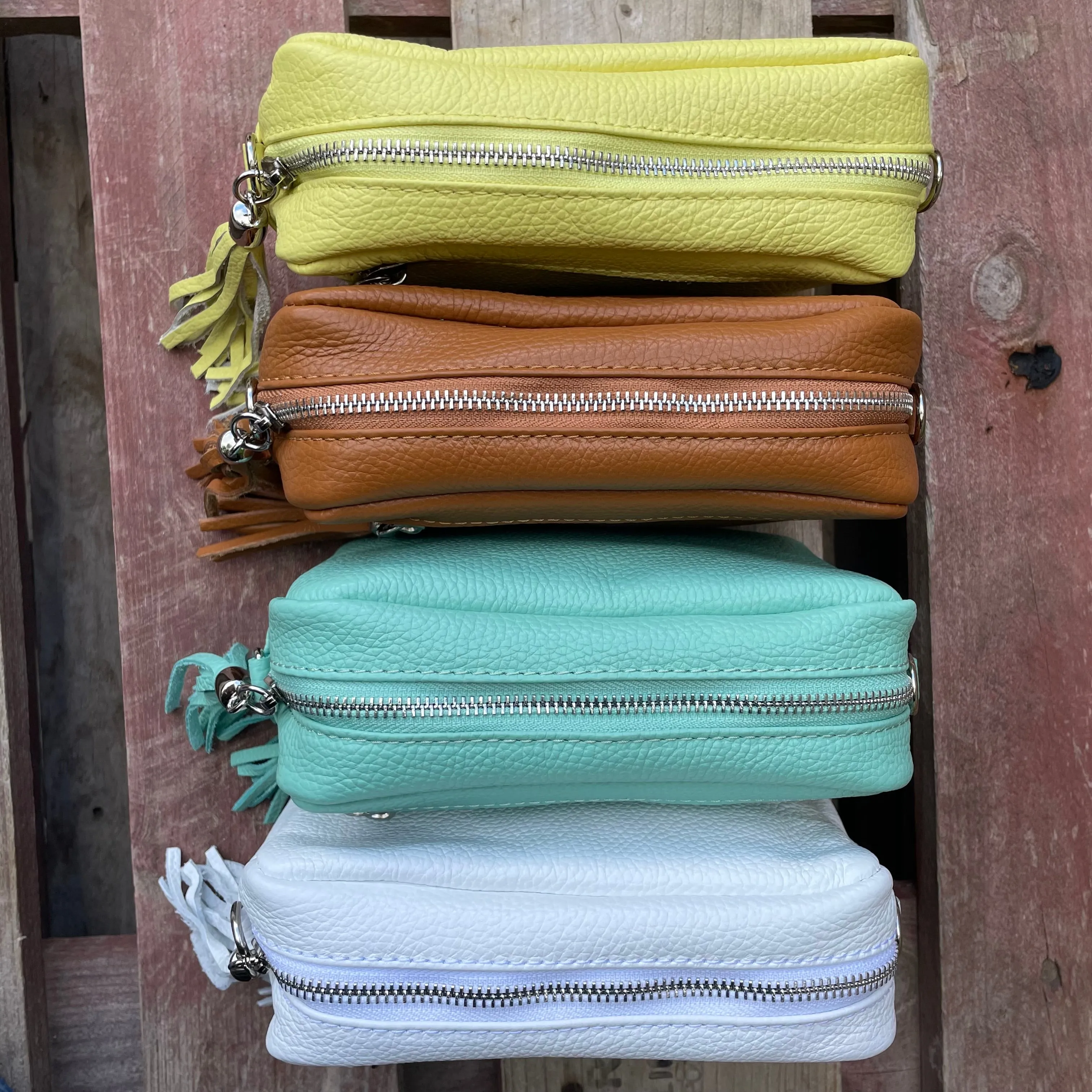 Small Leather Camera Bag - White