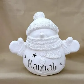 Snuggles Custom Carved Snowman (9"tall, 10" wide) PRE-ORDER