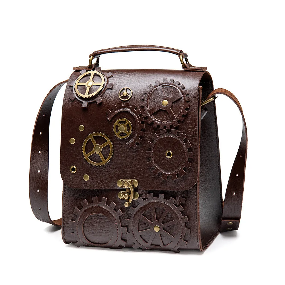 Steampunk Messenger Bag Leather Retro Briefcase Gothic Costume Accessory