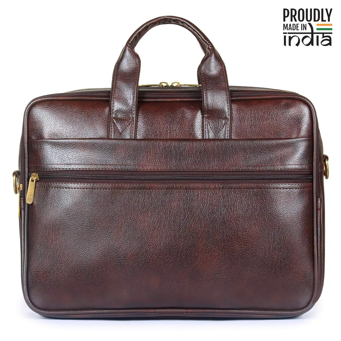 THE CLOWNFISH Faux Leather 15.6 inch Laptop Messenger Bag Briefcase (Dark Brown)