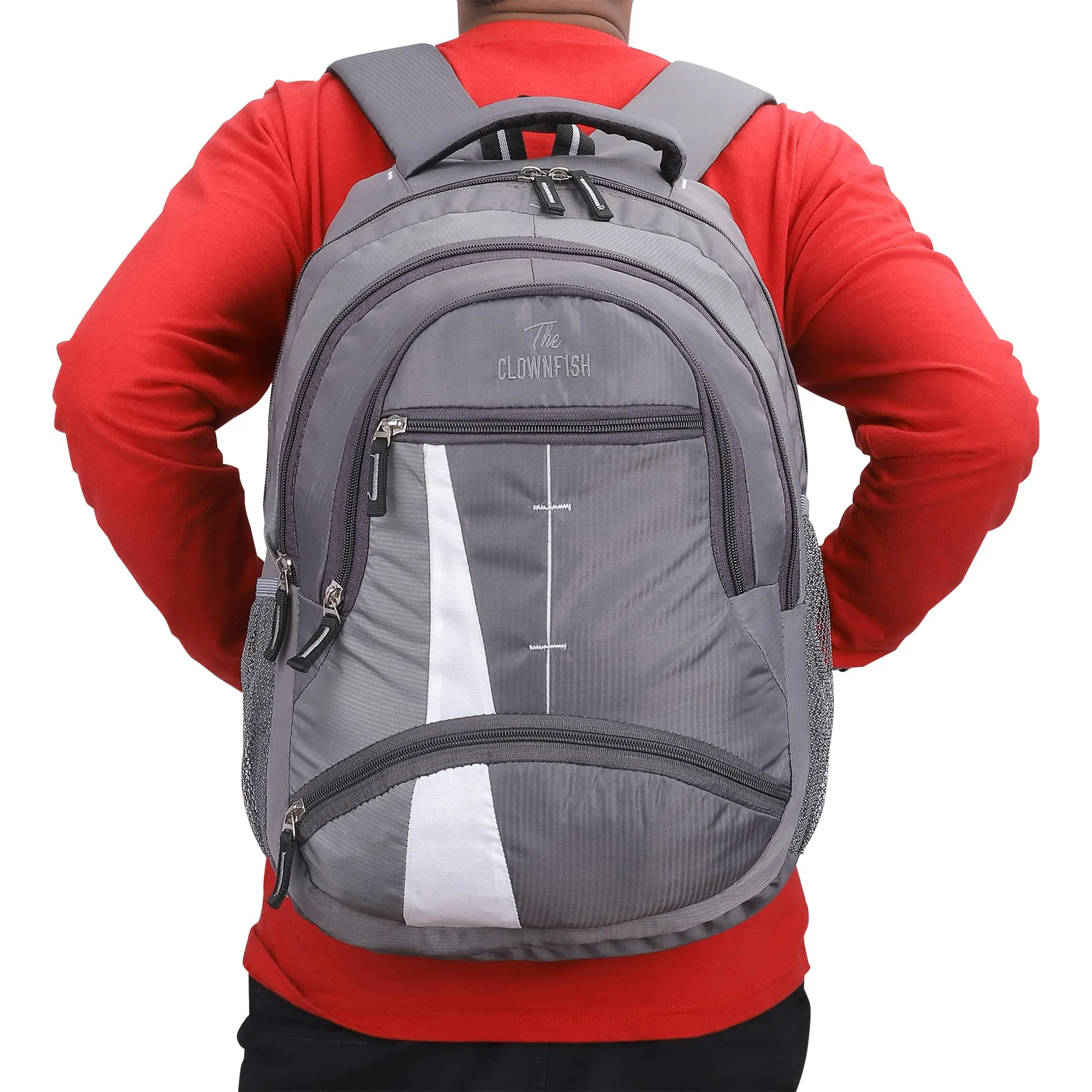 THE CLOWNFISH Moxie Series Polyester 25 Litres Unisex Travel Laptop Backpack for 14 inch Laptop (Grey)