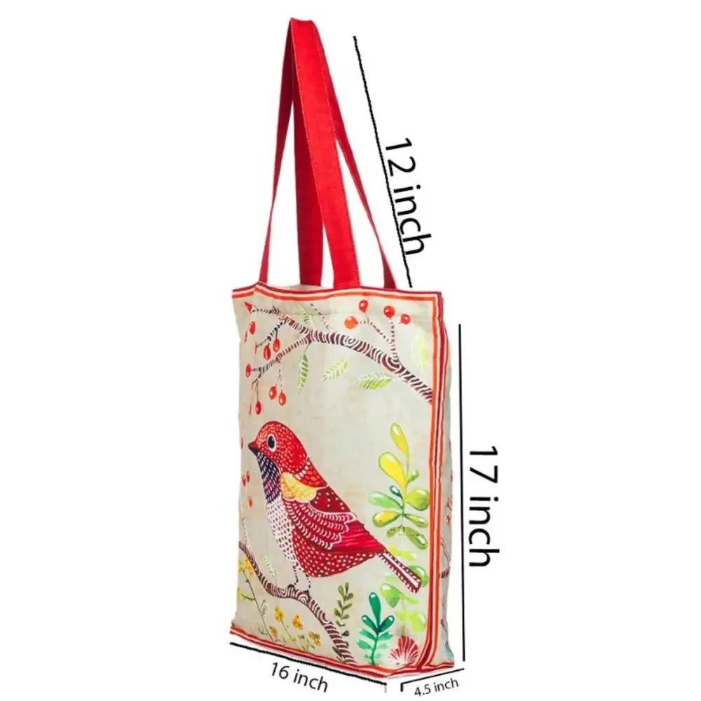 TIKULI Organic Polyester Durable Canvas Large Size Printed Tote Bag
