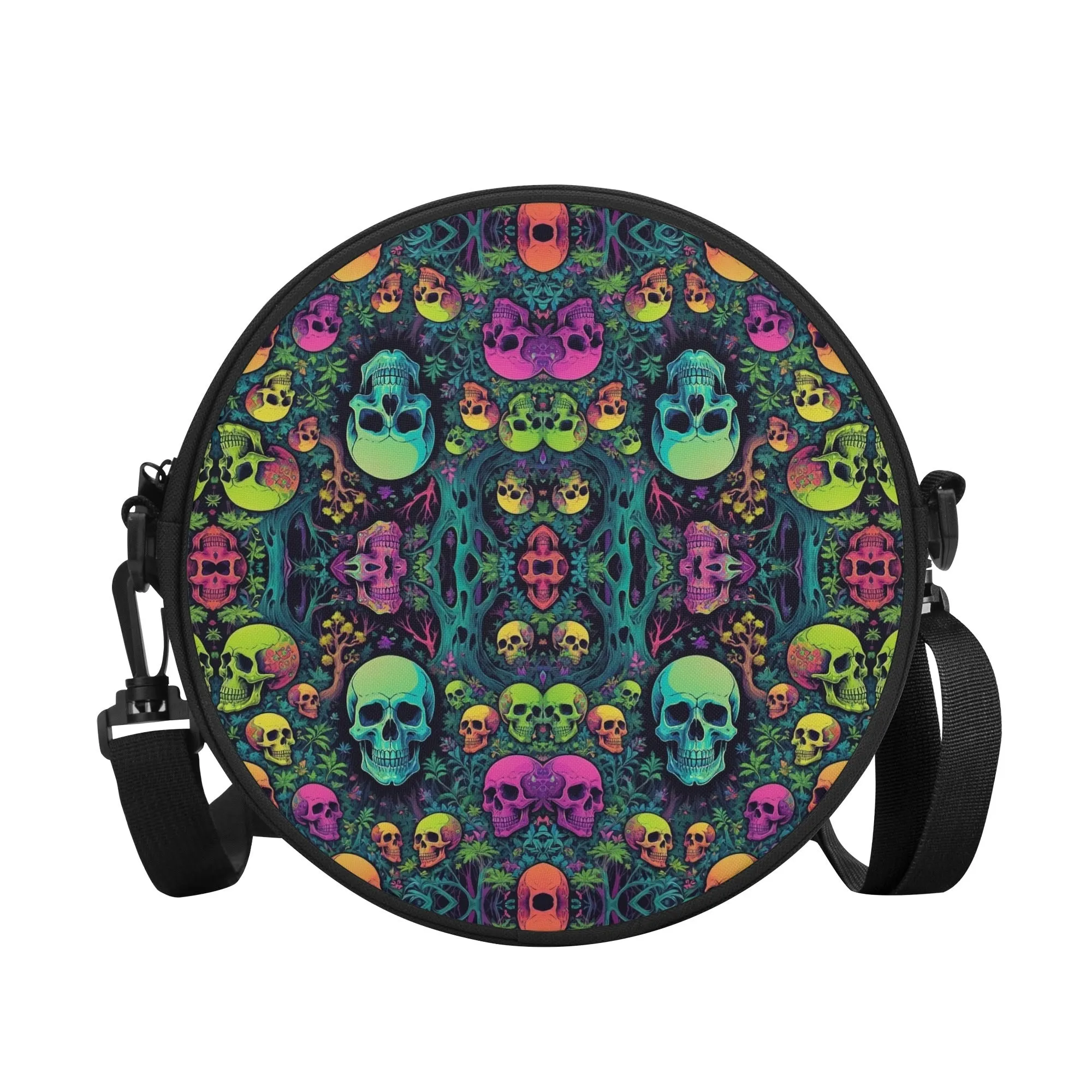 Trippy Skulls Round Satchel Bag