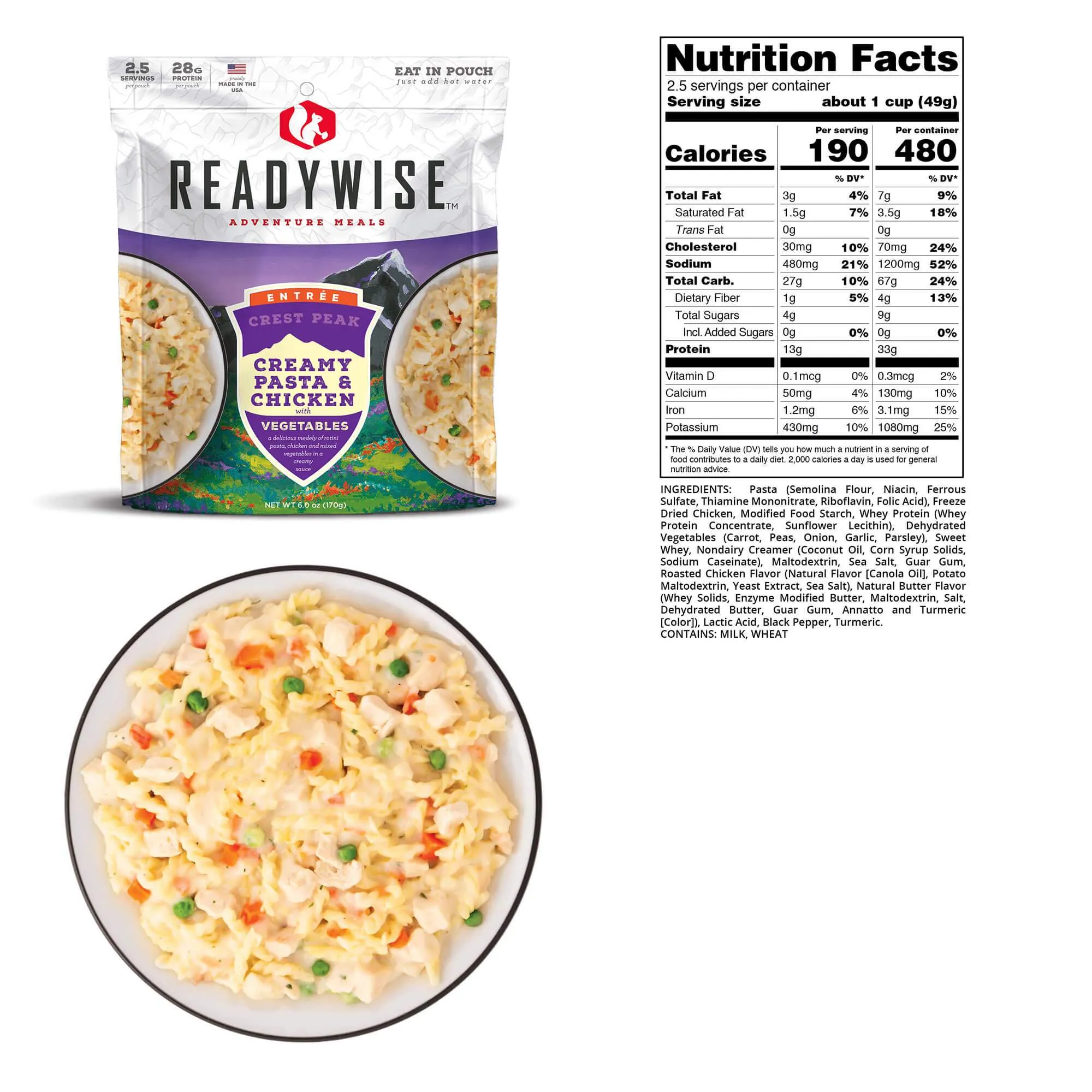 Value Pack Case of 6 Crest Peak Creamy Pasta & Chicken