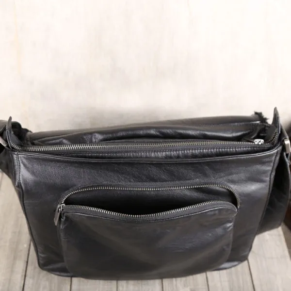 Womens Black Fur Leather Satchel Bag Cool Leather Crossbody Bags Purse for Women